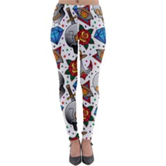 Full Color Flash Tattoo Patterns Lightweight Velour Leggings by Bedest