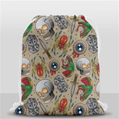 Tattoo Pattern Drawstring Bag (small) by Bedest