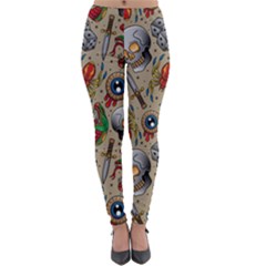 Tattoo Pattern Lightweight Velour Leggings by Bedest