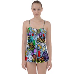Graffiti Characters Seamless Patterns Babydoll Tankini Set by Bedest