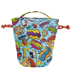Comic Elements Colorful Seamless Pattern Drawstring Bucket Bag by Bedest