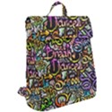 Graffiti Word Seamless Pattern Flap Top Backpack View2