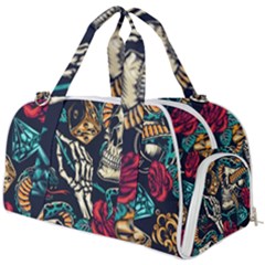 Vintage Art Tattoos Colorful Seamless Pattern Burner Gym Duffel Bag by Bedest