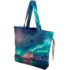 Amazing Aurora Borealis Colors Drawstring Tote Bag by Pakjumat