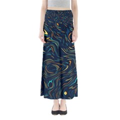 Colorful Abstract Pattern Creative Colorful Line Linear Background Full Length Maxi Skirt by Pakjumat