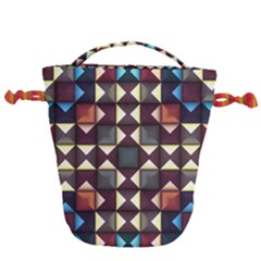 Symmetry Geometric Pattern Texture Drawstring Bucket Bag by Pakjumat