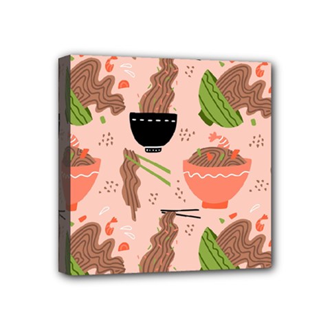 Japanese Street Food Soba Noodle In Bowl Mini Canvas 4  X 4  (stretched) by Pakjumat