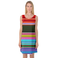 Horizontal Line Colorful Sleeveless Satin Nightdress by Pakjumat