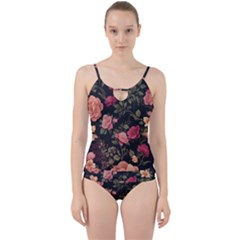 Flower Pattern Cut Out Top Tankini Set by Pakjumat