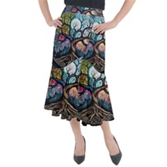 Tree Colourful Midi Mermaid Skirt by Pakjumat
