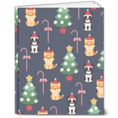 Boston Terrier Welsh Corgi Puppies Seamless Pattern Wallpaper 8  X 10  Hardcover Notebook by Pakjumat