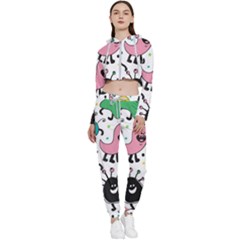 Funny Monster Pattern Cropped Zip Up Lounge Set by Pakjumat