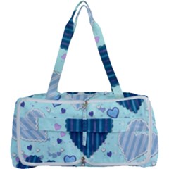 Hearts Pattern Paper Wallpaper Blue Background Multi Function Bag by Pakjumat