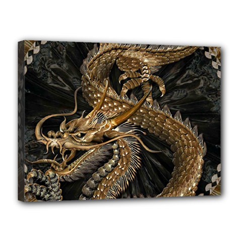 Fantasy Dragon Pentagram Canvas 16  X 12  (stretched) by Maspions