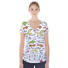 Desktop Pattern Art Graphic Design Short Sleeve Front Detail Top by Hannah976