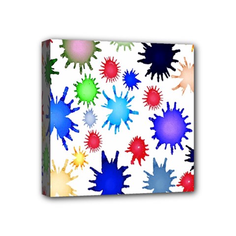 Inks Drops Black Colorful Paint Mini Canvas 4  X 4  (stretched) by Hannah976