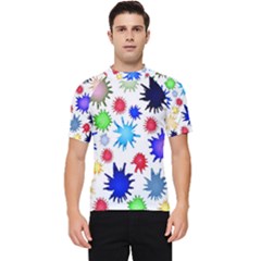Inks Drops Black Colorful Paint Men s Short Sleeve Rash Guard by Hannah976