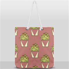 Cactus Pattern Background Texture Full Print Rope Handle Tote (large) by Hannah976