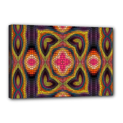 Kaleidoscope Art Pattern Ornament Canvas 18  X 12  (stretched) by Hannah976