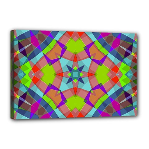 Farbenpracht Kaleidoscope Pattern Canvas 18  X 12  (stretched) by Hannah976