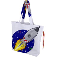 Rocket Ship Launch Vehicle Moon Drawstring Tote Bag by Sarkoni