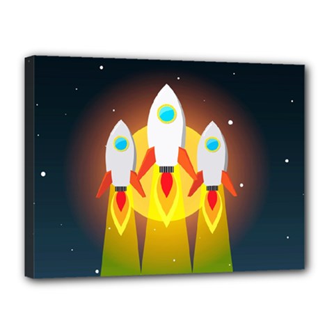 Rocket Take Off Missiles Cosmos Canvas 16  X 12  (stretched) by Sarkoni