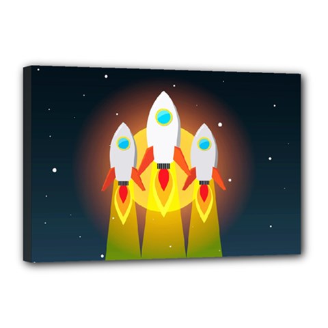 Rocket Take Off Missiles Cosmos Canvas 18  X 12  (stretched) by Sarkoni