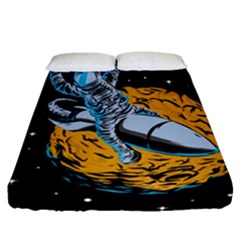 Astronaut Planet Space Science Fitted Sheet (queen Size) by Sarkoni