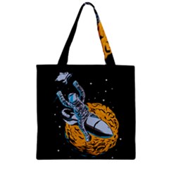 Astronaut Planet Space Science Zipper Grocery Tote Bag by Sarkoni