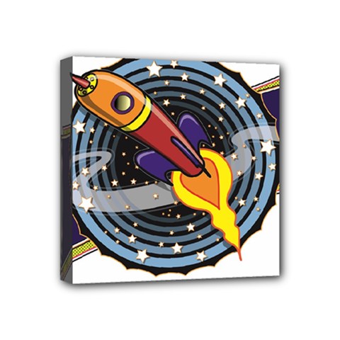 Rocket Space Clipart Illustrator Mini Canvas 4  X 4  (stretched) by Sarkoni