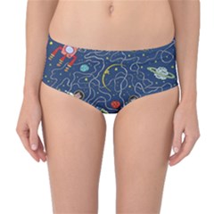 Cat Cosmos Cosmonaut Rocket Mid-waist Bikini Bottoms by Grandong