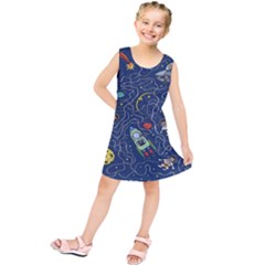 Cat Cosmos Cosmonaut Rocket Kids  Tunic Dress by Grandong