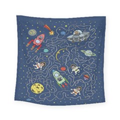 Cat Cosmos Cosmonaut Rocket Square Tapestry (small) by Grandong