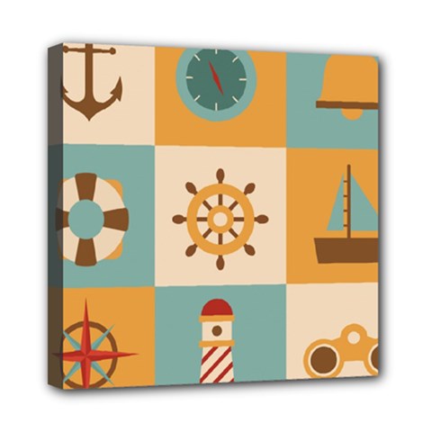 Nautical Elements Collection Mini Canvas 8  X 8  (stretched) by Grandong