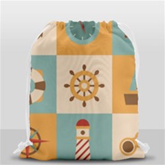 Nautical Elements Collection Drawstring Bag (small) by Grandong