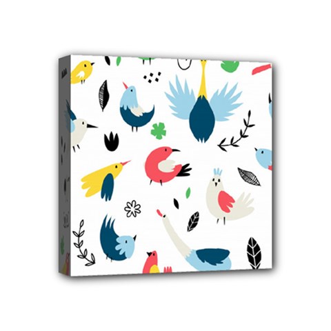 Vector Set Isolates With Cute Birds Scandinavian Style Mini Canvas 4  X 4  (stretched) by Apen