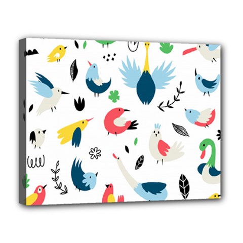 Vector Set Isolates With Cute Birds Scandinavian Style Canvas 14  X 11  (stretched) by Apen
