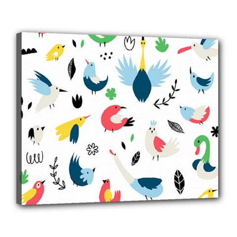 Vector Set Isolates With Cute Birds Scandinavian Style Canvas 20  X 16  (stretched) by Apen