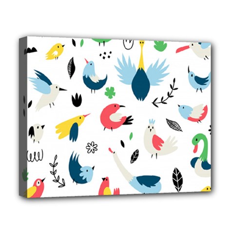 Vector Set Isolates With Cute Birds Scandinavian Style Deluxe Canvas 20  X 16  (stretched) by Apen
