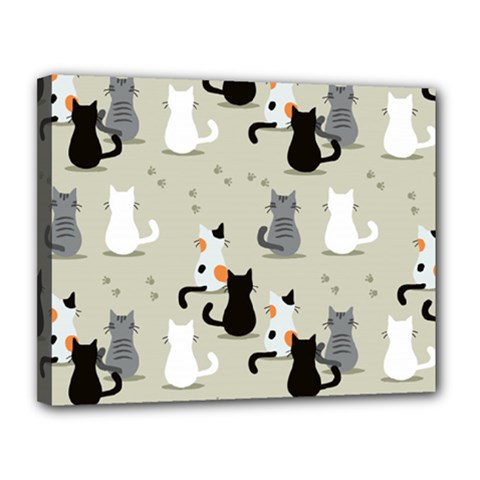 Cute Cat Seamless Pattern Canvas 14  X 11  (stretched) by Apen