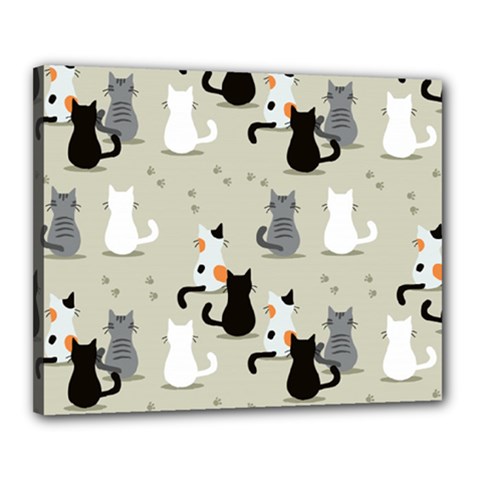 Cute Cat Seamless Pattern Canvas 20  X 16  (stretched) by Apen
