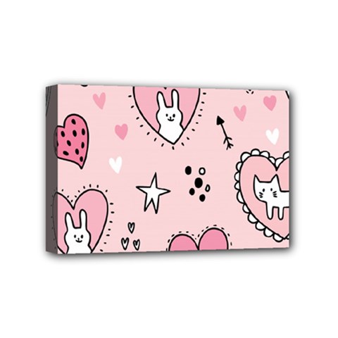 Cartoon Cute Valentines Day Doodle Heart Love Flower Seamless Pattern Vector Mini Canvas 6  X 4  (stretched) by Apen