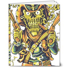 Cowboy Skeleton With Gun Illustration 8  X 10  Softcover Notebook by Sarkoni