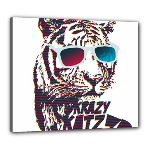 Krazy Katz 3d Tiger Roar Animal Canvas 24  X 20  (stretched) by Sarkoni