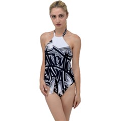Hip Hop Music Drawing Art Graffiti Go With The Flow One Piece Swimsuit by Sarkoni