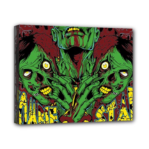 Zombie Star Monster Green Monster Canvas 10  X 8  (stretched) by Sarkoni