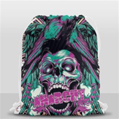 Anarchy Skull And Birds Drawstring Bag (small) by Sarkoni