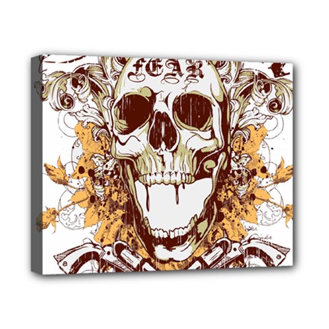 Harvest Of Fear Logo Illustration Skull Pistol Canvas 10  X 8  (stretched) by Sarkoni