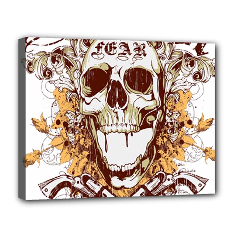 Harvest Of Fear Logo Illustration Skull Pistol Canvas 14  X 11  (stretched) by Sarkoni