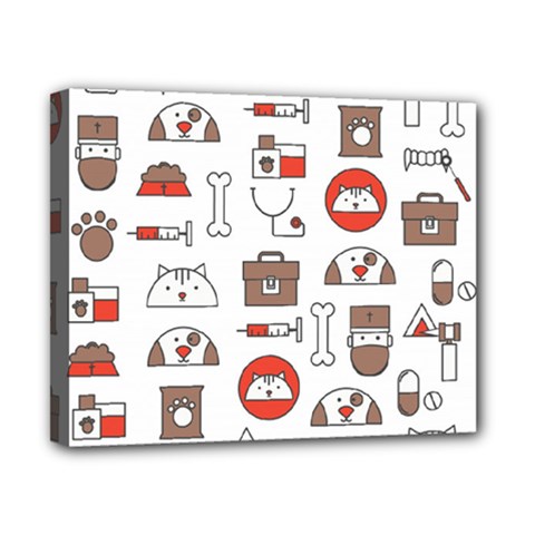 Vector Thin Line Art Vet Seamless Pattern Canvas 10  X 8  (stretched) by Bedest
